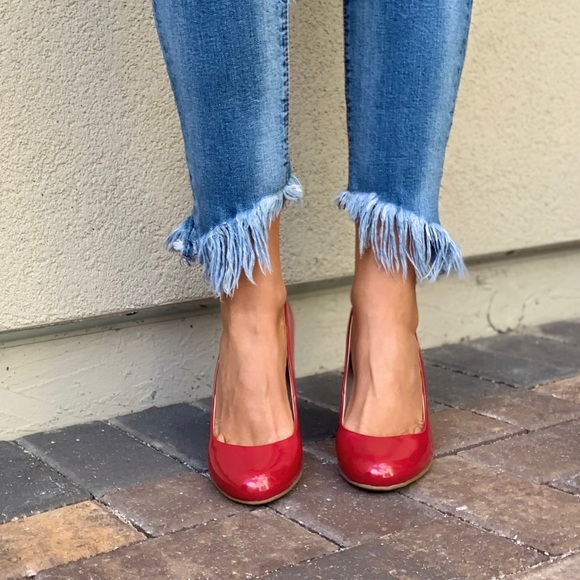 NIB Ruby Red Patent Classic Slim Wedge Pump - Picture 3 of 8